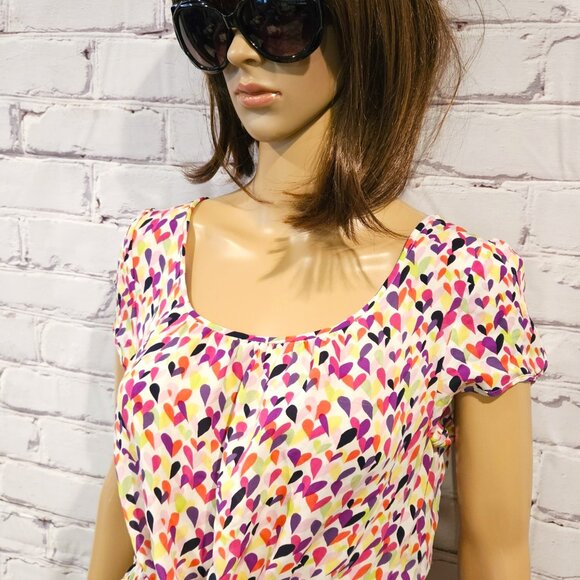 KATE SPADE - "Iris" Heart Print Silk Blouse Valentines Day - Picture 6 of 10